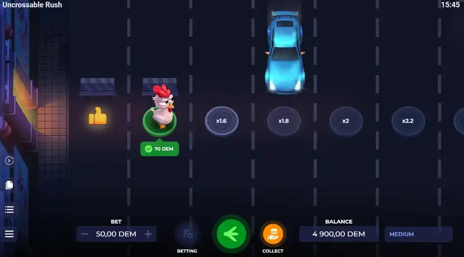 Información clave del juego Uncrossable Rush